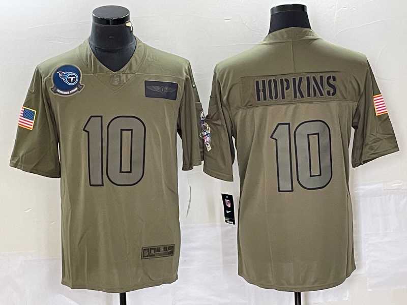 Mens Tennessee Titans #10 DeAndre Hopkins NEW Olive 2019 Salute To Service Stitched Nike Limited Jersey